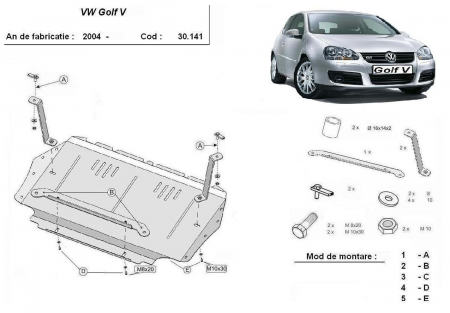 Scuturi metalice - Scut motor metalic VW Golf 5 2004 - 2009