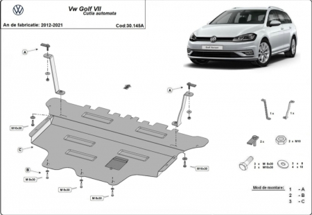 Scuturi metalice - Scut Motor Metalic VW Golf 7 2012-2019 Protecție Profesională DSG Radiator Bară Fereastră Ulei Karmaster