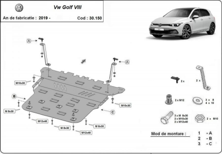 Scut motor Vw Golf - Scut motor metalic VW Golf 8 2019 - prezent