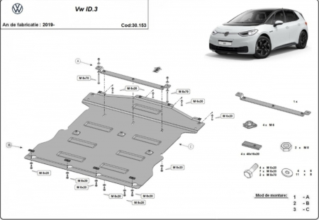 Scut motor Vw ID - Scut motor metalic VW ID.3 (2019 - prezent) - Protecție oțel 2mm cod 30.153