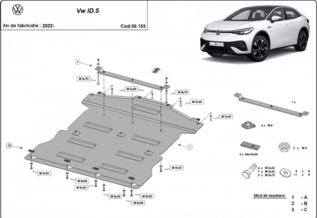 Scut motor Vw ID - Scut motor metalic VW ID.5 (2022 - prezent) - Protecție oțel 2mm cod 30.153