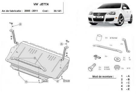 Scut motor Vw Jetta - Scut motor metalic VW Jetta 2005 - 2011