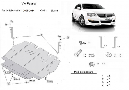 Scut motor Vw - Scut motor metalic VW Passat B7 dupa 2010