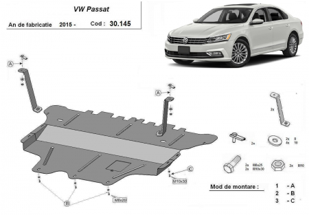 Scut motor Vw - Scut motor metalic VW Passat B8 fabricat dupa 2014 - cutie automata