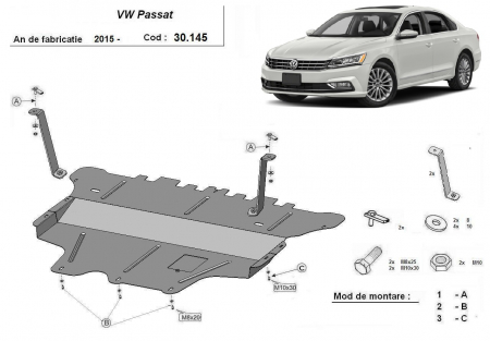 Scut motor Vw - Scut motor metalic VW Passat B8 fabricat dupa 2014 - cutie manuala
