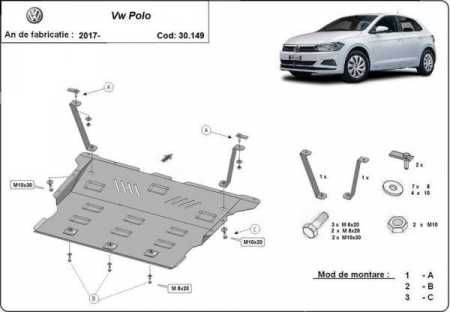 Scut motor Vw Polo - Scut motor metalic VW Polo 2017 - prezent