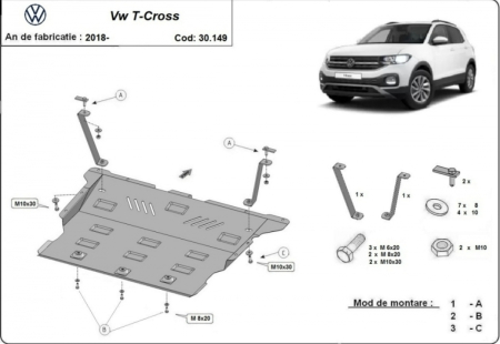 Scuturi metalice - Scut Motor Metalic VW T-Cross (2018 - 2026) – Protecție Profesională 2mm