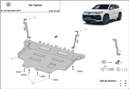Scut motor Vw Tayron - Scut Motor Metalic VW Tayron (2018 - 2026) – Protecție Profesională 2mm