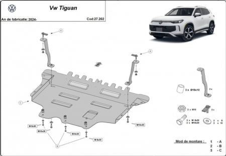 Scut motor Vw Tiguan - Scut motor metalic Vw Tiguan dupa 2024 Non-Hybrid