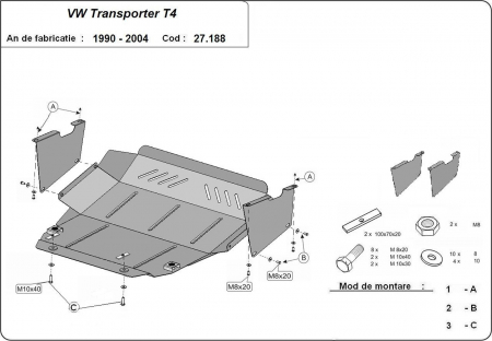Scut motor Vw - Scut motor metalic Vw Transporter T4 Caravelle 1990-2003