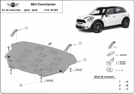 Scut motor Mini - Scut motor metalic Mini Countryman dupa 2010