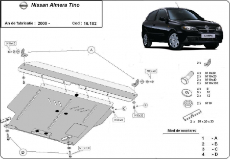 Scut motor Nissan - Scut motor metalic Nissan Almera Tino 2002-2006