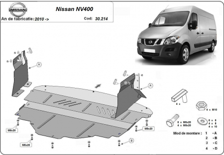 Scut motor Nissan - Scut motor metalic Nissan NV400 dupa 2010