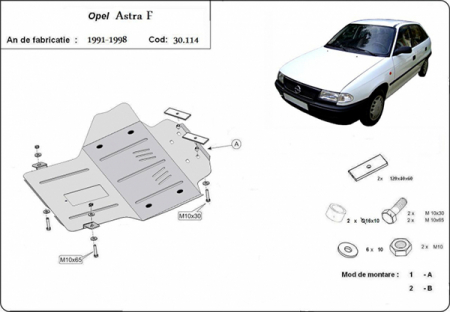 Scut motor Opel - Scut motor metalic Opel Astra F 1991-1996