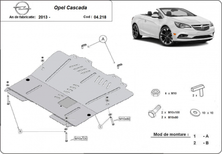 Scut motor Opel - Scut motor metalic Opel Cascada dupa 2013