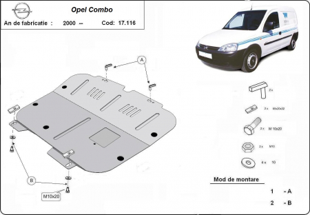 Scut motor Opel - Scut motor metalic Opel Combo dupa 2000