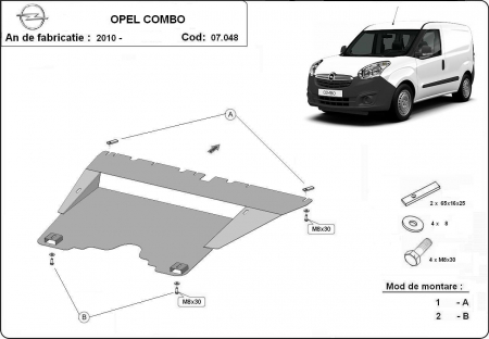Scut motor Opel - Scut motor metalic Opel Combo dupa 2010
