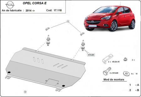 Scut motor Opel - Scut motor metalic Opel Corsa E dupa 2014