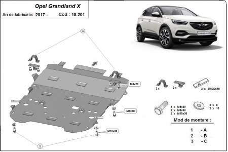 Scut motor Opel - Scut motor metalic metalic Opel Grandland X dupa 2017