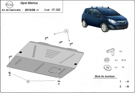 Scut motor Opel - Scut motor metalic Opel Meriva dupa 2010