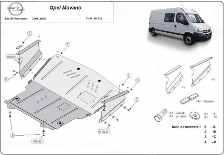 Scut motor Opel - Scut motor metalic Opel Movano 1998-2010