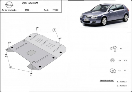 Scut motor Opel - Scut motor metalic Opel Signum dupa 2002