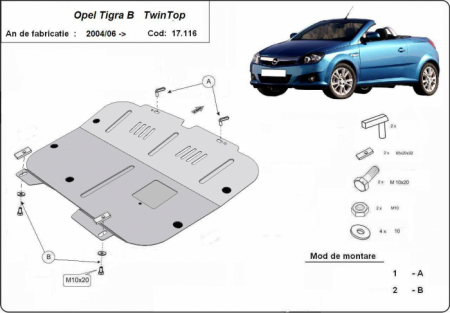 Scut motor Opel - Scut motor metalic Opel Tigra fabricat dupa 2004