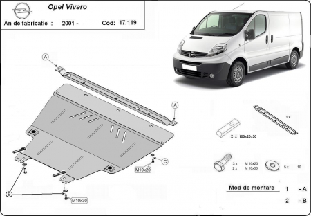 Scut motor Opel - Scut motor metalic Opel Vivaro dupa 2001