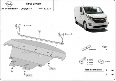 Scut motor Opel - Scut motor metalic Opel Vivaro dupa 2014