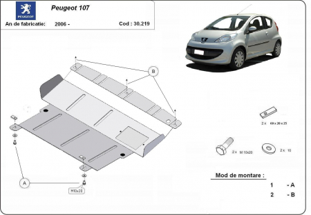 Scut motor Peugeot - Scut motor metalic Peugeot 107 dupa 2006