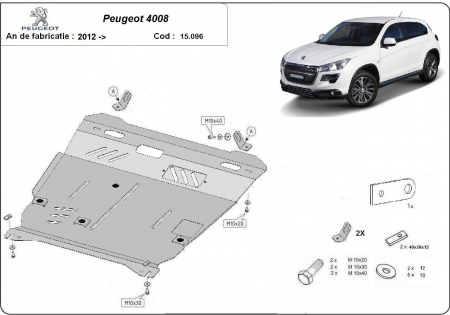 Scut motor Peugeot - Scut motor metalic Peugeot 4008 dupa 2012