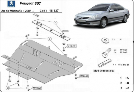 Scut motor Peugeot - Scut motor metalic Peugeot 607 dupa 2001