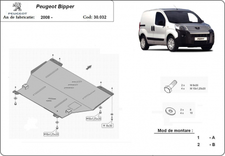Scut motor Peugeot - Scut motor metalic Peugeot Bipper dupa 2008