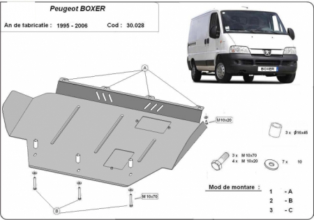Scut motor Peugeot - Scut motor metalic Peugeot Boxer 1996 - 2006