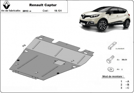 Scut motor Renault - Scut motor metalic Renault Captur dupa 2013