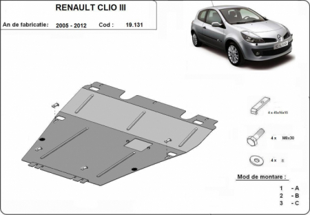 Scut motor Renault - Scut motor metalic Renault Clio 3 2005-2012