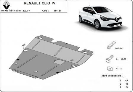 Scut motor Renault - Scut motor metalic Renault Clio 4 dupa 2012