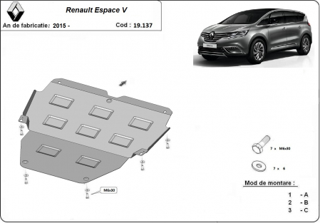 Scut motor Renault - Scut motor metalic Renault Espace V dupa 2015