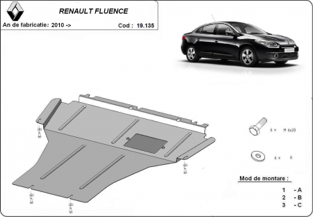 Scut motor Renault - Scut motor metalic Renault Fluence dupa 2010