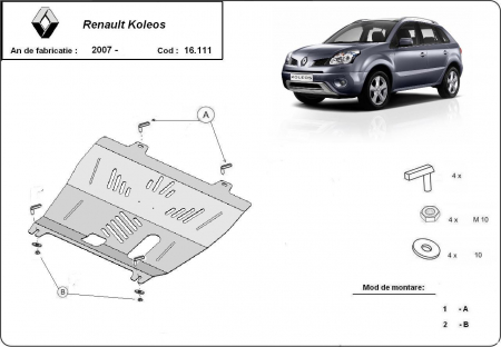 Scut motor Renault - Scut motor metalic Renault Koleos dupa 2008