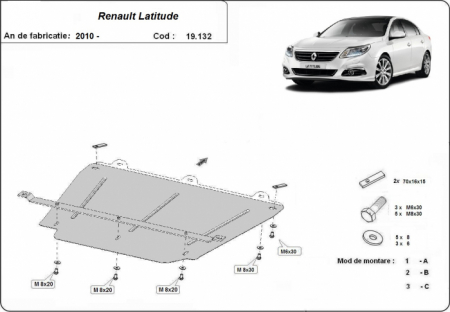 Scut motor Renault - Scut motor metalic Renault Latitude dupa 2010