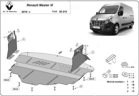 Scut motor Renault - Scut motor metalic Renault Master 3 dupa 2010