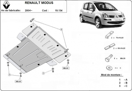 Scut motor Renault - Scut motor metalic Renault Modus fabricat dupa 2004