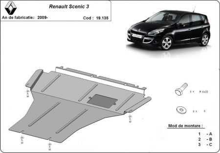 Scut motor Renault - Scut motor metalic Renault Scenic 3 fabricat dupa 2009