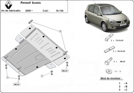 Scut motor Renault - Scut motor metalic Renault Scenic dupa 2004