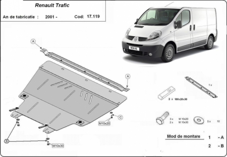 Scut motor Renault Trafic - Scut motor metalic Renault Trafic dupa 2003