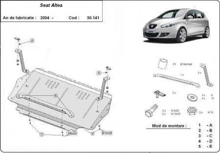 Scut motor Seat - Scut motor metalic Seat Altea dupa 2004