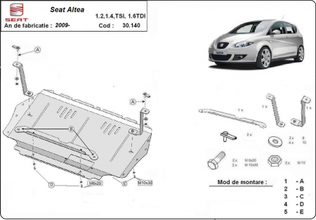 Scut motor Seat - Scut motor metalic Seat Altea dupa 2010