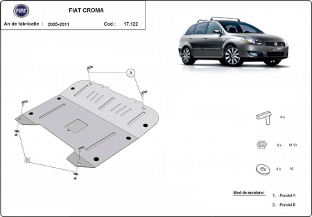 Scut motor Fiat - Scut motor metalic si cutie de viteza Fiat Croma 2005-2011