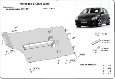 Scut motor Mercedes - Scut motor metalic si cutie de viteza Mercedes B-Class W245 2005-2011
